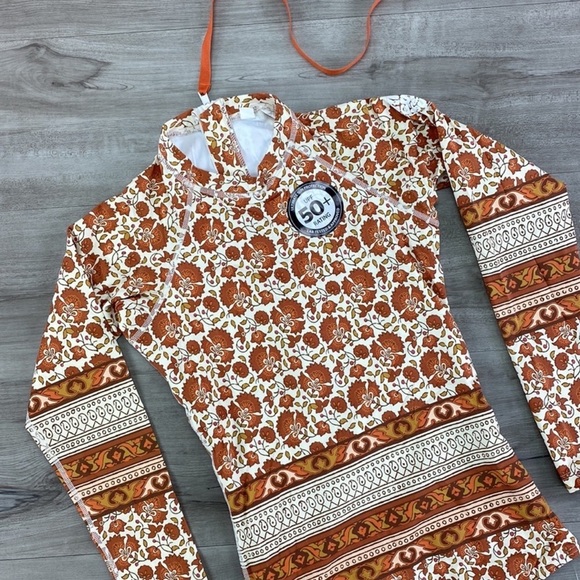 ☀️RIP CURL☀️ G BOMB LONG SLEEVE UV BURNT ORANGE BODY SUIT - Picture 5 of 15